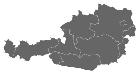 Political map of Austria with the several states.のイラスト素材