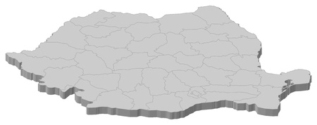 Political map of Romania with the several counties.のイラスト素材