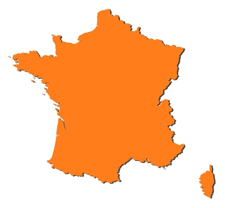 Political map of France with the several regions.