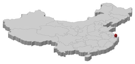 Political map of China with the several provinces where Shanghai is highlighted.のイラスト素材