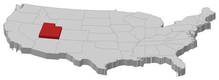 Political map of United States with the several states where Utah is highlighted.のイラスト素材