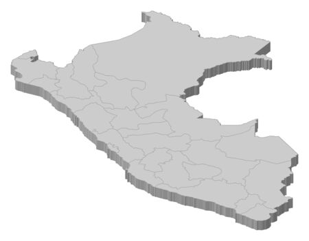 Political map of Peru with the several regions.のイラスト素材