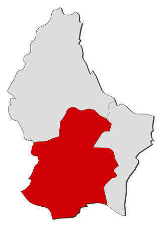 Political map of Luxembourg with the several districts where the district Luxemburg is highlighted.のイラスト素材