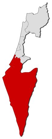 Political map of Israel with the several districts where Southern District is highlighted.のイラスト素材