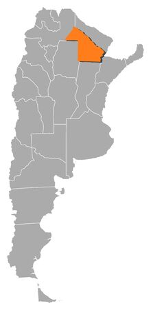 Political map of Argentina with the several provinces where Chaco is highlighted.のイラスト素材
