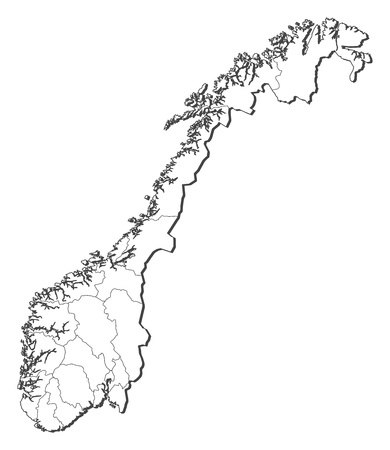 Political map of Norway with the several counties.のイラスト素材