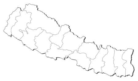 Political map of Nepal with the several zones.のイラスト素材