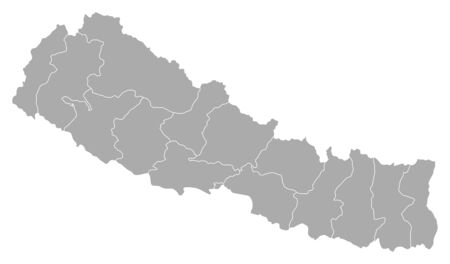 Political map of Nepal with the several zones.のイラスト素材