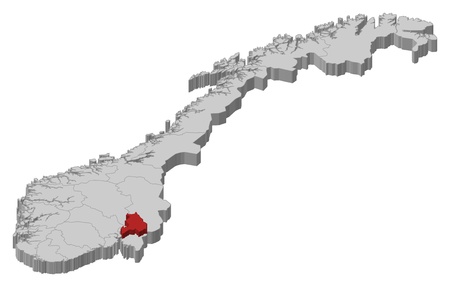 Political map of Norway with the several counties where Akershus  is highlighted.のイラスト素材