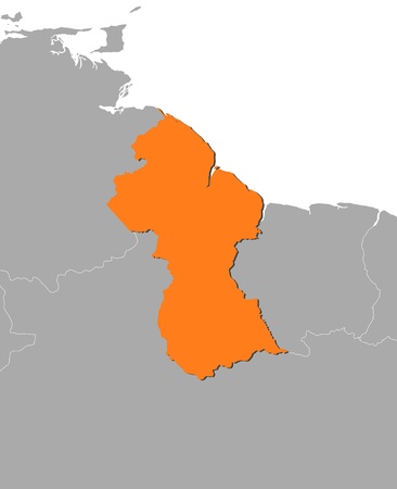 Political map of Guyana with the several regions.のイラスト素材