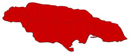 Political map of Jamaica with the several counties.のイラスト素材