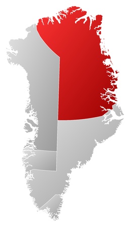 Political map of Austria with the several municipalities where Northeast Greenland National Park is highlighted.のイラスト素材