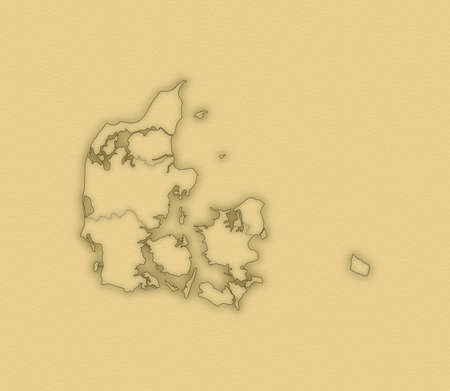 Political map of Danmark with the several regions.