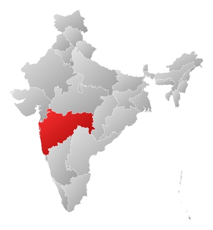 Maharashtra In India Outline Map Vector Of Political Map Of India With - Id:14199737 - Royalty Free Image -  Stocklib