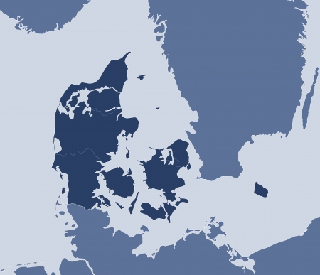 Political map of Danmark with the several regions.のイラスト素材