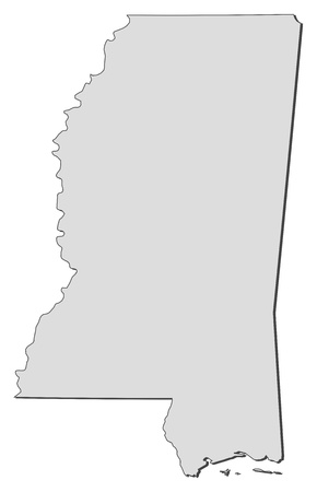 Map of Mississippi, a state of United States.のイラスト素材