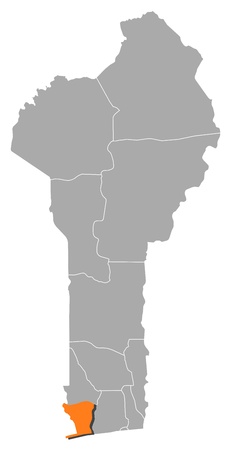 Map of Benin where Mono is highlighted.のイラスト素材