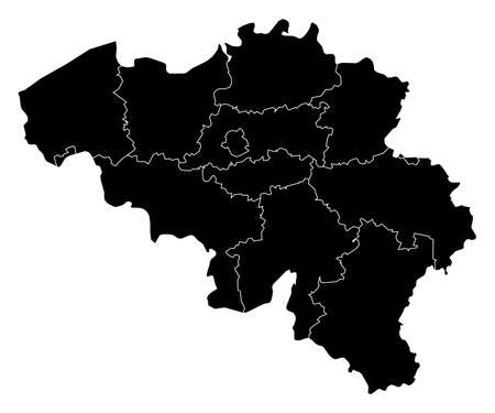 Map of Belgium in black with the provinces.のイラスト素材