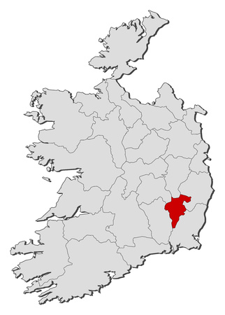 Map of Ireland with the provinces, Carlow is highlighted.のイラスト素材