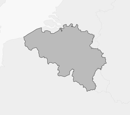 Map of Belgium and nearby countries, Belgium is highlighted in gray.のイラスト素材