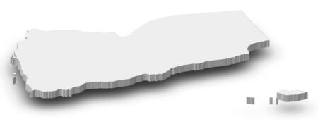 Map of Yemen as a gray piece with shadow.の写真素材