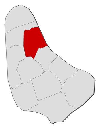 Map of Barbados with the provinces, Saint Andrew is highlighted.のイラスト素材