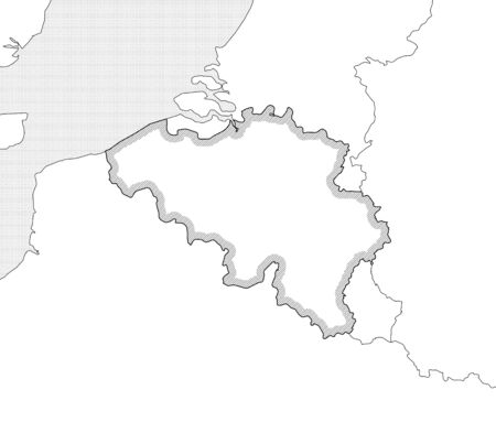 Map of Belgium and nearby countries in black and white, Belgium is highlighted by a hatching.のイラスト素材