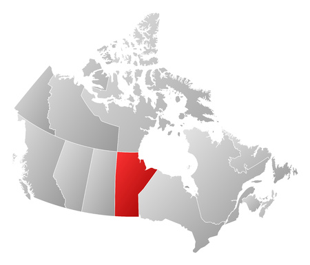 Map of Canada with the provinces, filled with a linear gradient, Manitoba is highlighted.のイラスト素材