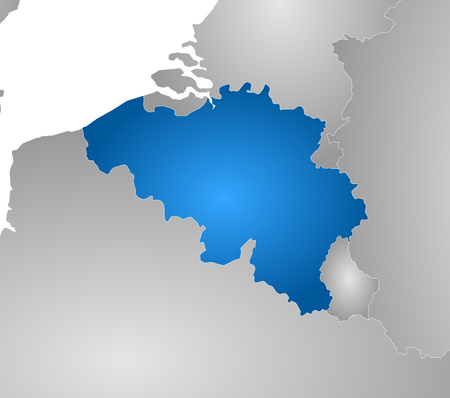 Map of Belgium with the provinces and nearby countries, filled with a radial gradient.のイラスト素材