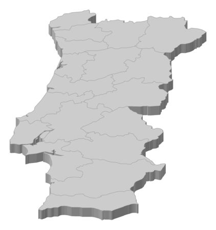 Map of Portugal as a gray piece.のイラスト素材