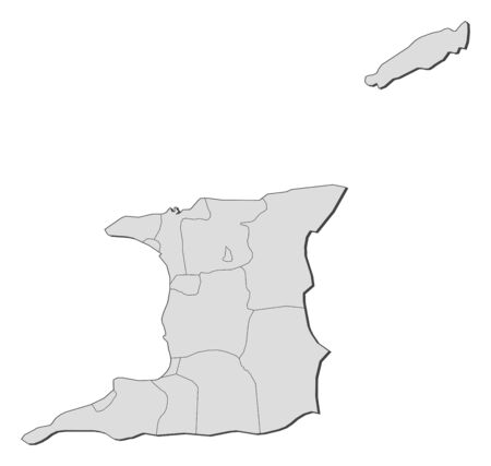 Map of Trinidad and Tobago with the provinces.のイラスト素材