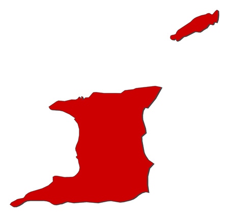 Map of Trinidad and Tobago with the provinces, colored in red.のイラスト素材