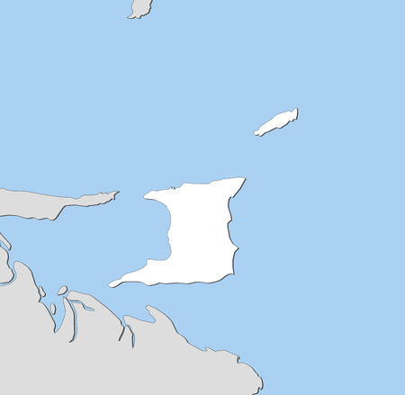Map of Trinidad and Tobago and nearby countries, Trinidad and Tobago is highlighted in white.のイラスト素材
