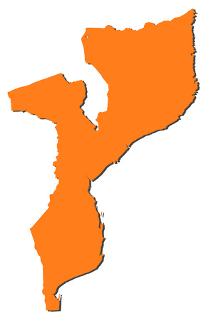 Map of Mozambique, filled in orange.のイラスト素材