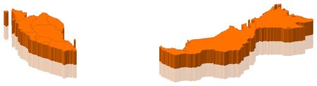 Map of Malaysia as an orange piece.の写真素材