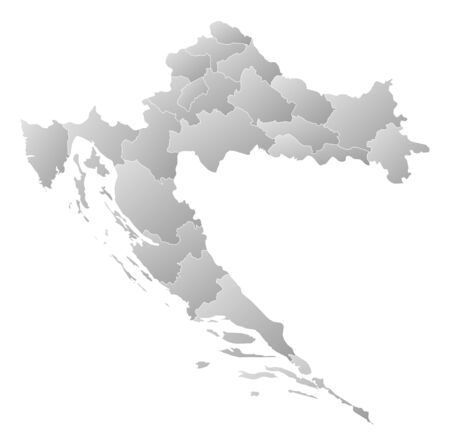 Map of Croatia with the provinces, filled with a linear gradient.のイラスト素材