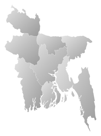 Map of Bangladesh with the provinces, filled with a linear gradient.のイラスト素材