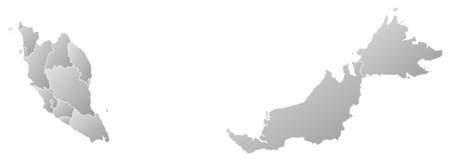 Map of Malaysia with the provinces, filled with a linear gradient.のイラスト素材