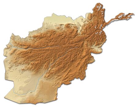 Relief map of Afghanistan with shaded relief.の写真素材