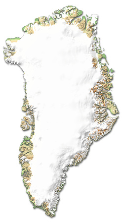 Relief map of Greenland with shaded relief.の写真素材