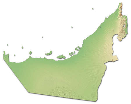 Relief map of United Arab Emirates with shaded relief.の写真素材