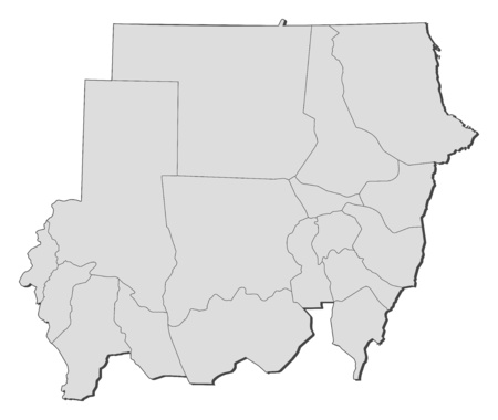 Map of Sudan with the provinces.のイラスト素材