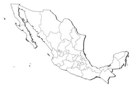 Map of Mexico, contous as a black line.のイラスト素材