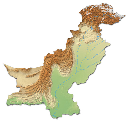 Relief map of Pakistan with shaded relief.の写真素材
