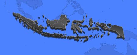 Map of Indonesia and nearby countries, Indonesia as a black piece.のイラスト素材