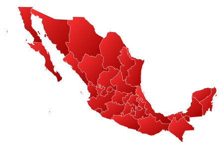 Map of Mexico with the provinces, filled with a linear gradient.のイラスト素材