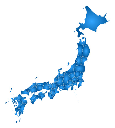Map of Japan with the provinces, filled with a radial gradient.のイラスト素材