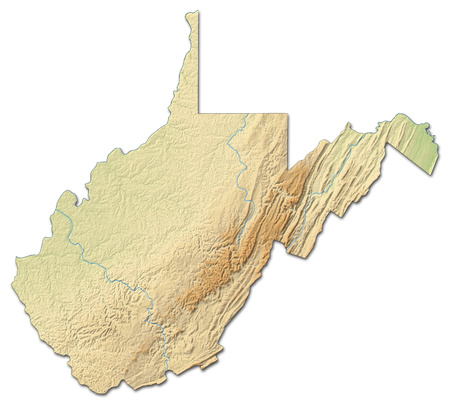 Relief map of West Virginia, a province of United States, with shaded relief.の写真素材