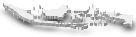 Map of Indonesia as a gray piece with shadow.の写真素材
