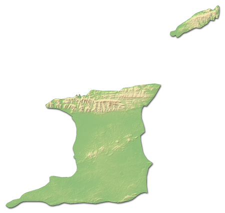 Relief map of Trinidad and Tobago with shaded relief.の写真素材